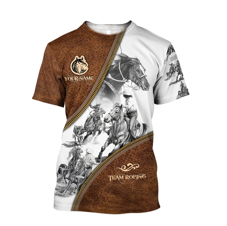 Custom Personalized Horse Riding Unisex 3D Shirts Team Roping Zipper Full Print Zip Hoodies, Tank Top Sweatshirt 3D Horse Riding Bomber