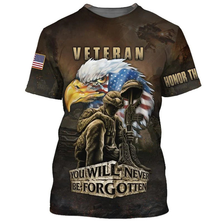 Soldier Remember The Days Veteran American Eagle 3D Print Polyester Hawaiian Aloha Shirts