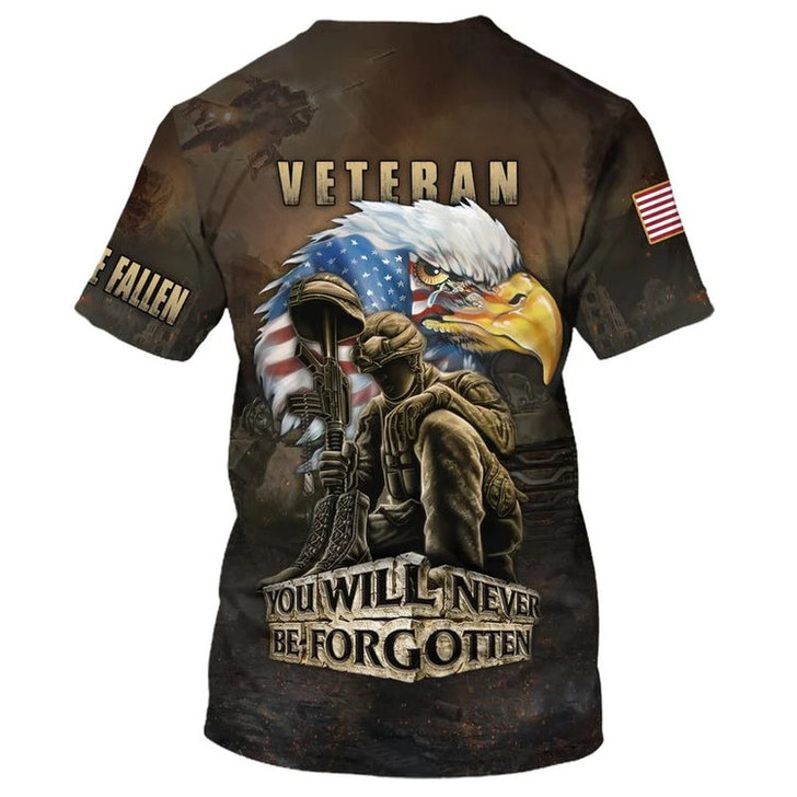 Soldier Remember The Days Veteran American Eagle 3D Print Polyester Hawaiian Aloha Shirts