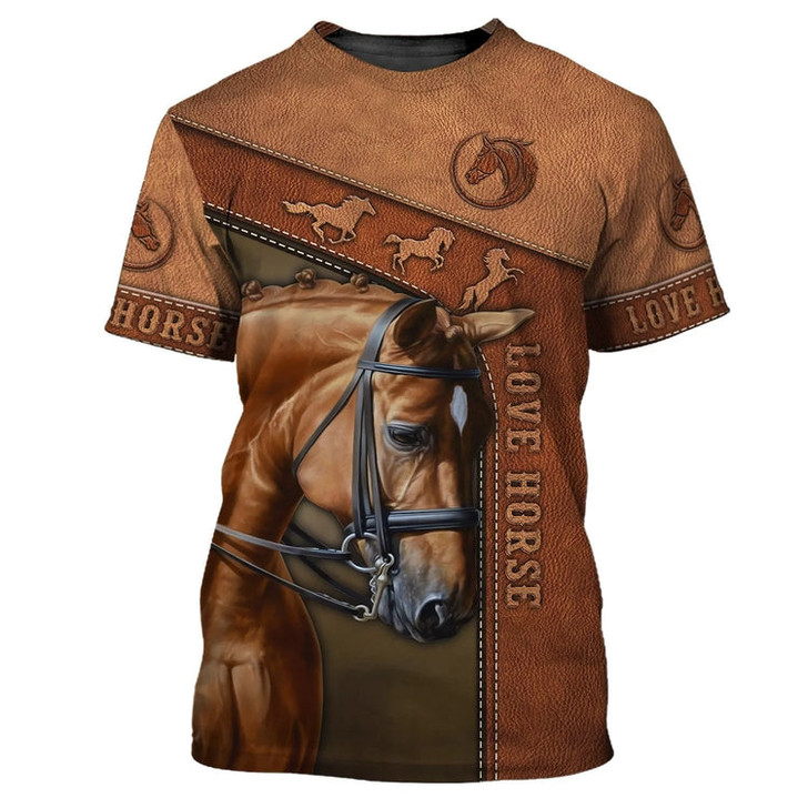 3D Full Printing Love Horse Brown Hawaiian Shirt, Aloha Horse Shirt For Men And Woman, Horse Hoodie Sweatshirt