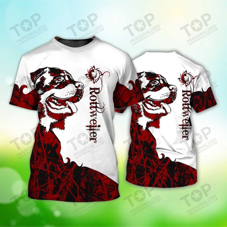 Red Rottweiler T-Shirt, Rottweiler T-Shirt, Dog T-Shirt For Humans