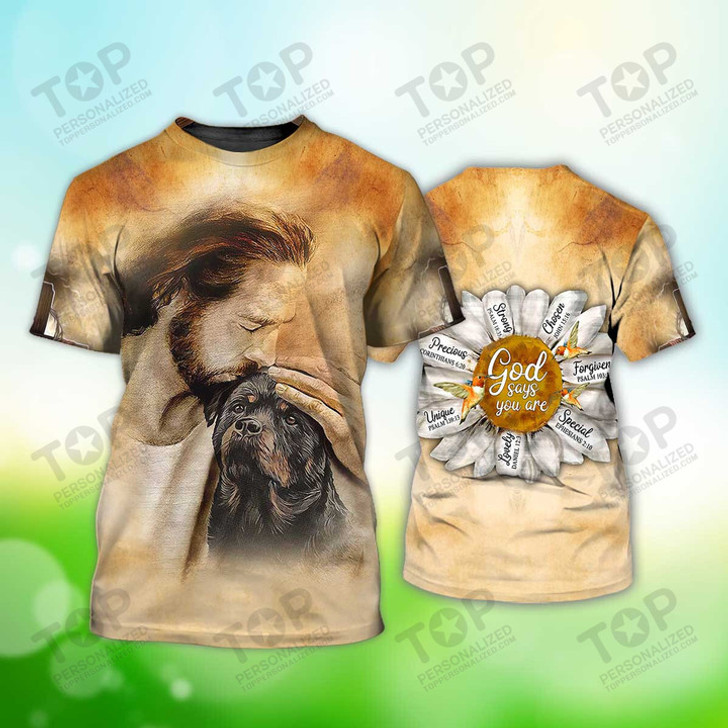 Jesus And Rottweiler T-Shirt, Dog T-Shirt