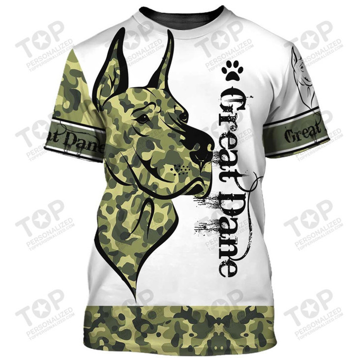 Great Dane dog Camo T-Shirt, Great Dane T-Shirt, Dog T-Shirt