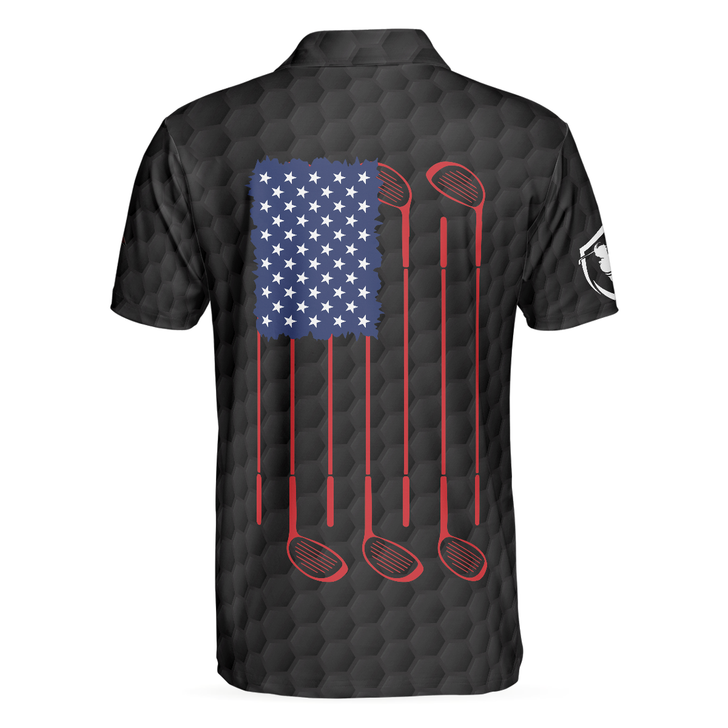 American Flag Golfer Black Version Golf Men Polo Shirt, Golf Ball Pattern Polo Shirt, Gift For Golfers
