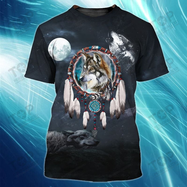 Native American Wolf - 3d Full Print