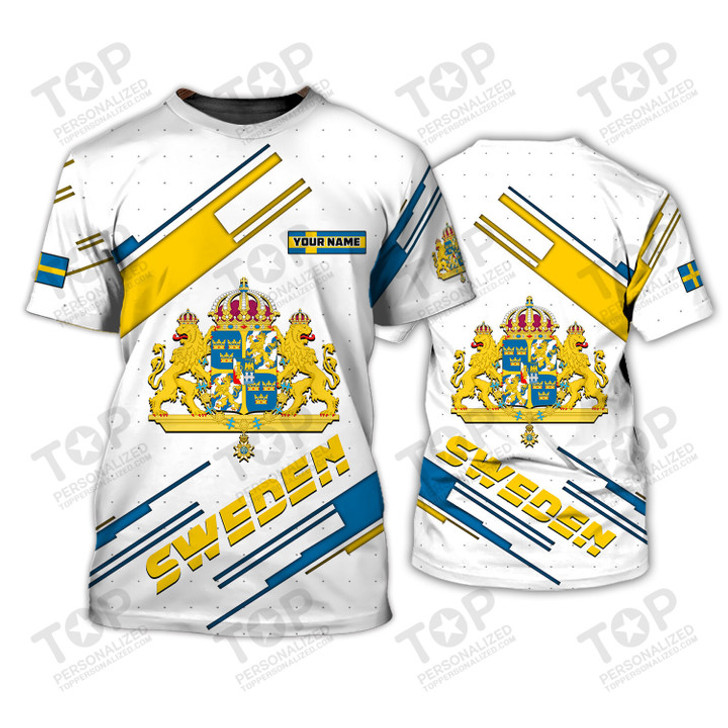 Custom Sweden  Personalized Name 3D Tshirt