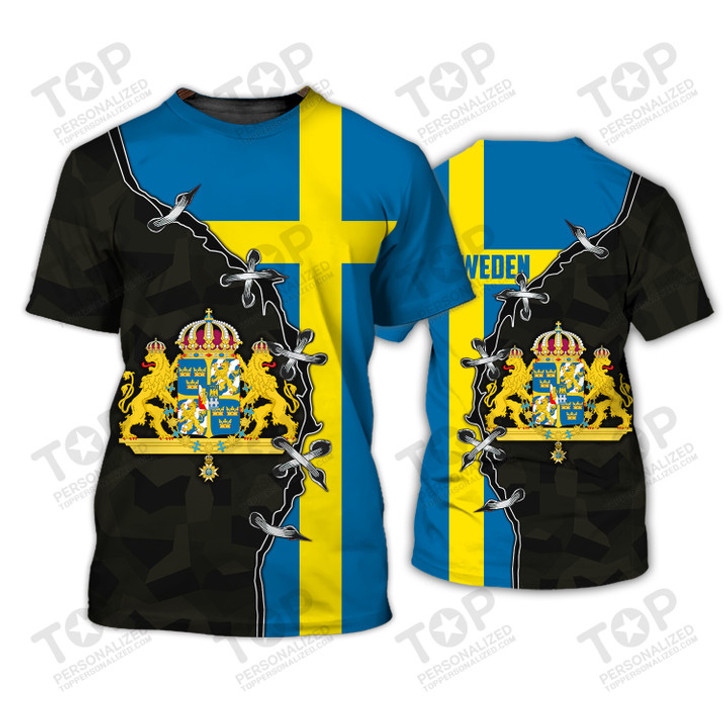 Custom Sweden v08 Personalized Name 3D Tshirt