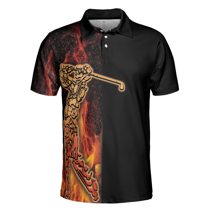 Your Hole Is My Goal Golf Polo Shirt, Black Flame Fragmented Golfer Polo Shirt, Best Golf Shirt - Perfect Gift For Men