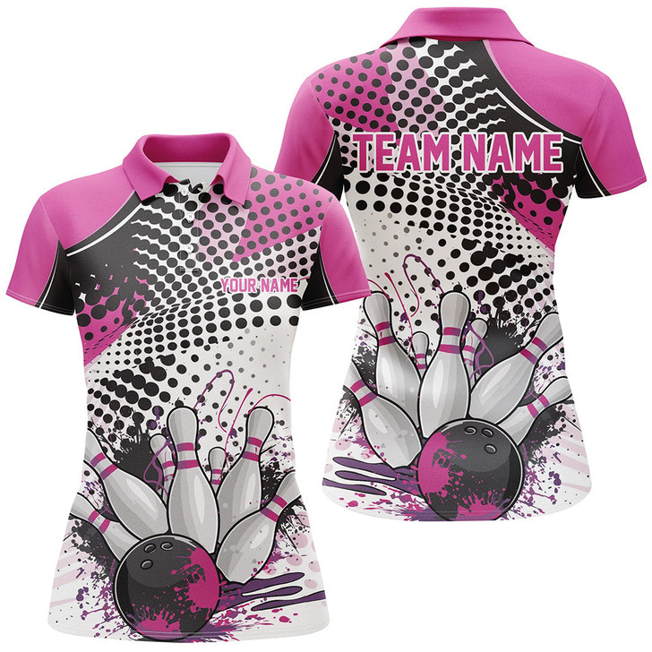 Custom Personalized Bowling Shirts For Women, Custom Bowling League Shirts Pink Bowling Outfits
