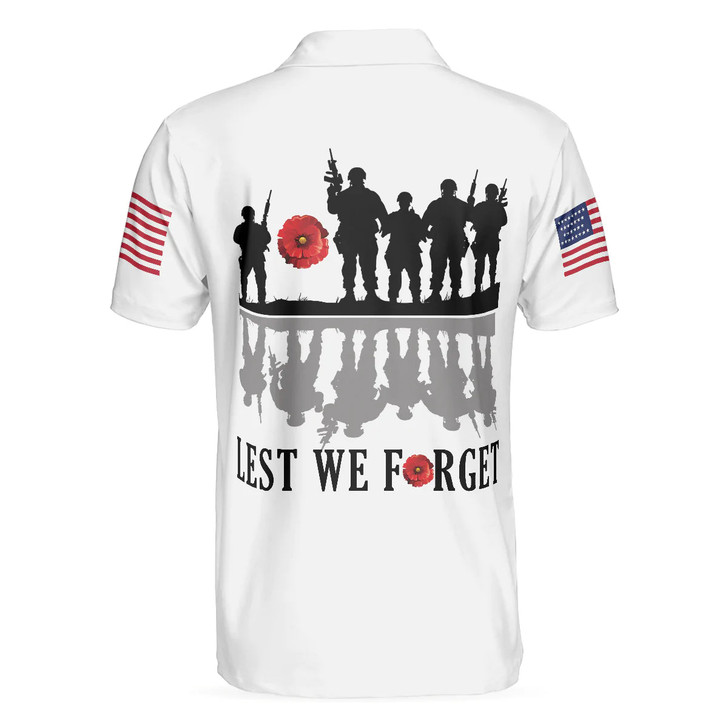 White American Flag Veteran's Day Men Polo Shirt, Lest We Forget Veteran Polo Shirt, Best Gift For Veterans