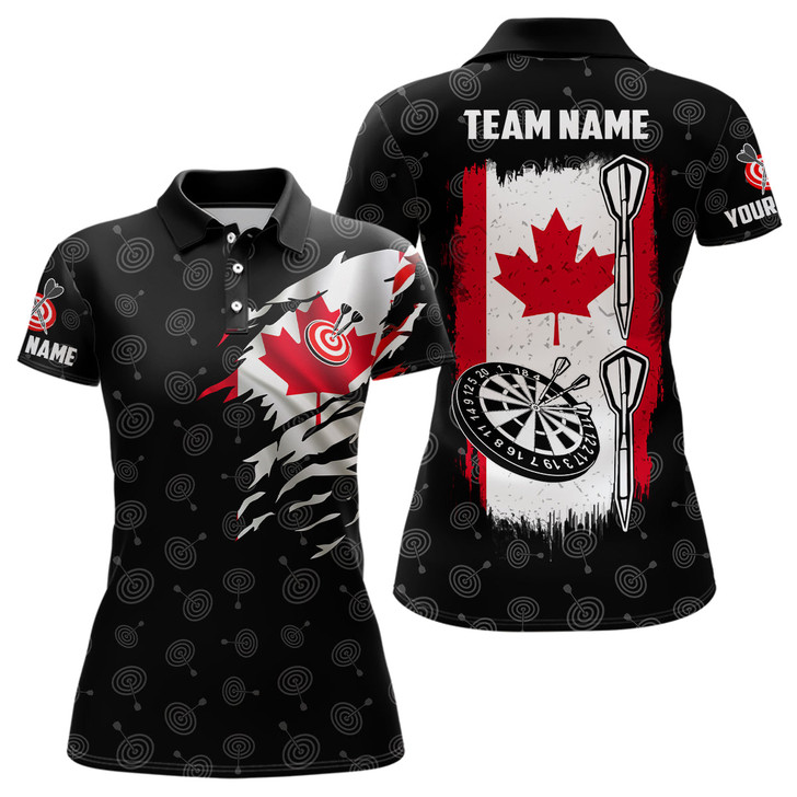 Custom Canadian Flag Personalized Women Darts Polo Shirt Custom Patriotic Darts Jersey For Women