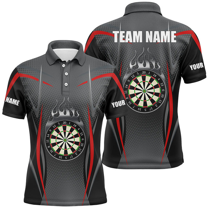 Custom Red Grey Sports Style Mens Darts Polo Shirt Custom Darts Shirt For Men Dart Jerseys