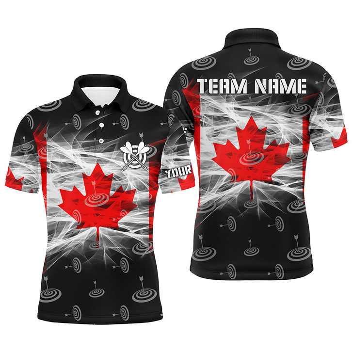 Personalized Canadian Flag Dart Polo Shirts For Men Custom Patriotic Canada Dart Team Jerseys