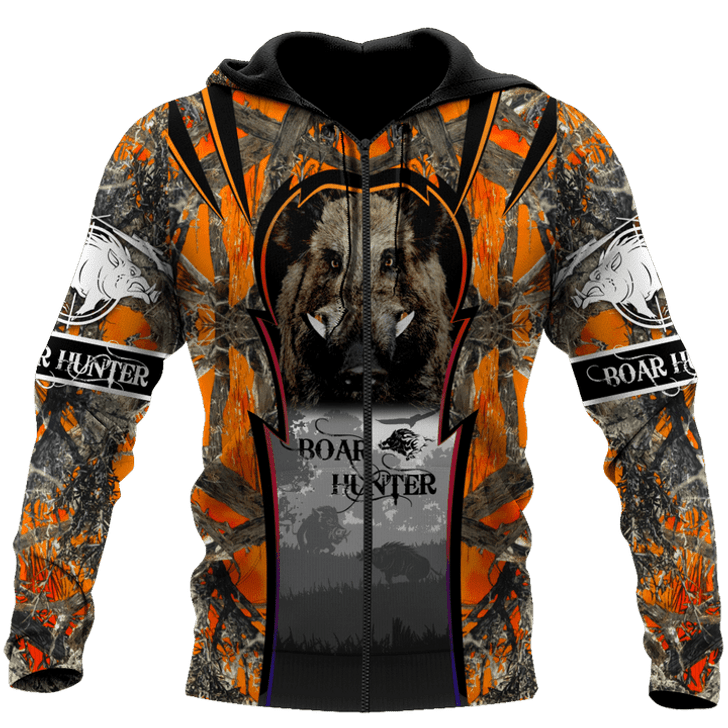 FUNSTUFFPRINT - Over Printed Boar Hunter 3D Baseball Jacket Hoodie and Zip Hoodie