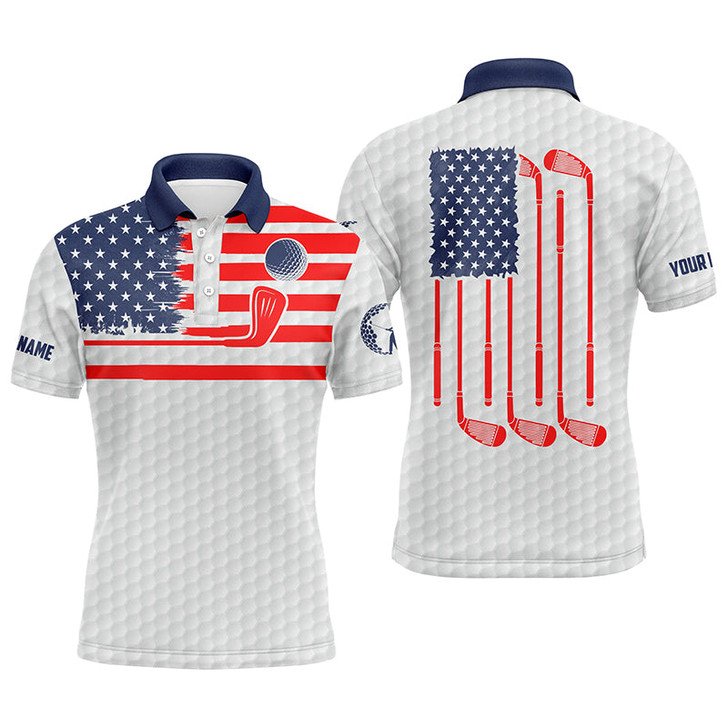 Custom Golf Men Polo Shirt, American Flag Custom Name Multicolor Apparel, Personalized Gift For Golf Lover, Team, 4th July, Patriotic, Independence Day