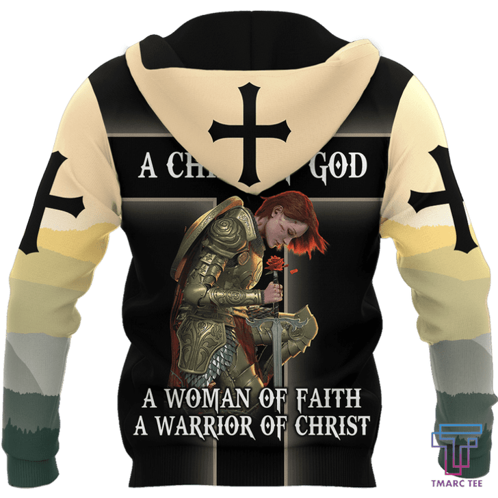 FUNSTUFFPRINT CHILD OF GOD A WOMAN OF FAITH A WARRIOR OF CHRIST  3D Baseball Jacket Hoodie and Zip Hoodie