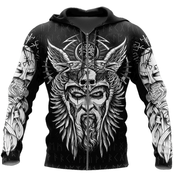 FUNSTUFFPRINT  Odin Viking Warrior  3D Baseball Jacket Hoodie and Zip Hoodie