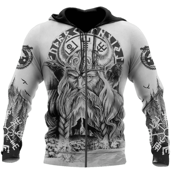 FUNSTUFFPRINT  Vikings Odin Fenrir Raven  3D Baseball Jacket Hoodie and Zip Hoodie