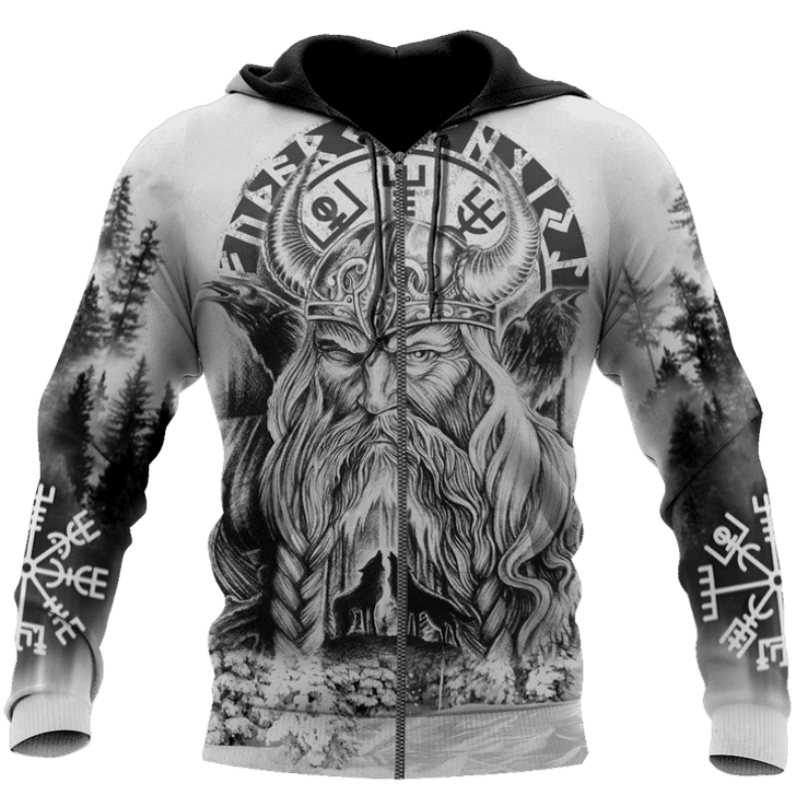 FUNSTUFFPRINT   Vikings Odin Fenrir Raven 3D Baseball Jacket Hoodie and Zip Hoodie