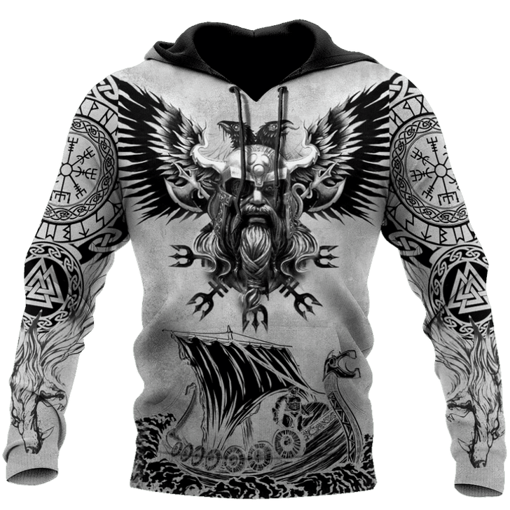 FUNSTUFFPRINT Viking Raven Of Odin And Drakar  3D Baseball Jacket Hoodie and Zip Hoodie