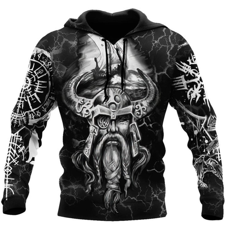 FUNSTUFFPRINT  Vikings Hoodie - Odin  3D Baseball Jacket Hoodie and Zip Hoodie