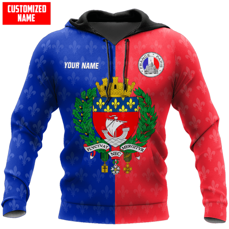 FUNSTUFFPRINT Personalized Name France - Paris  3D Baseball Jacket Hoodie and Zip Hoodie