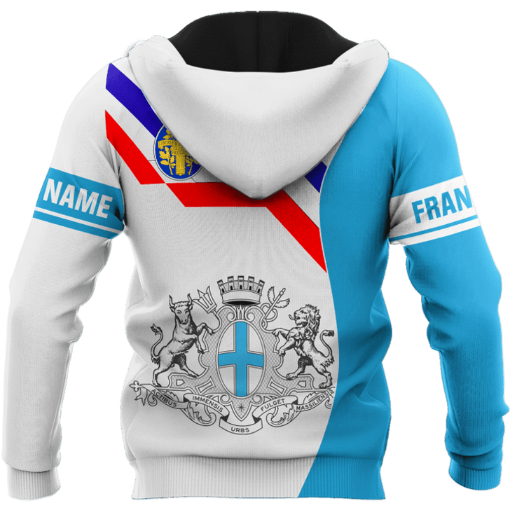 FUNSTUFFPRINT Personalized Name France - Marseille  3D Baseball Jacket Hoodie and Zip Hoodie