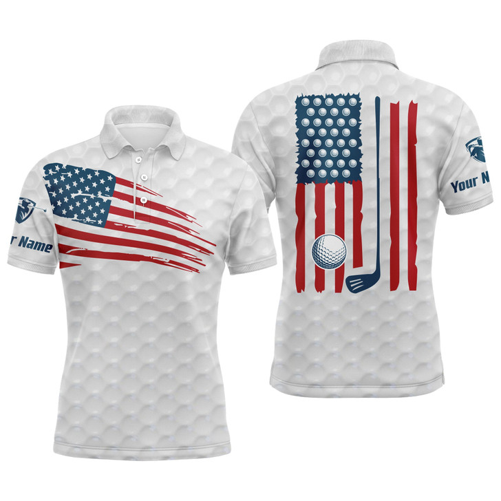 Custom Golf Men Polo Shirt - Custom Name American Flag Multicolor Apparel - Personalized Gift For Golf Lover, Team, Husband, Boyfriend, 4th July, Patriotic