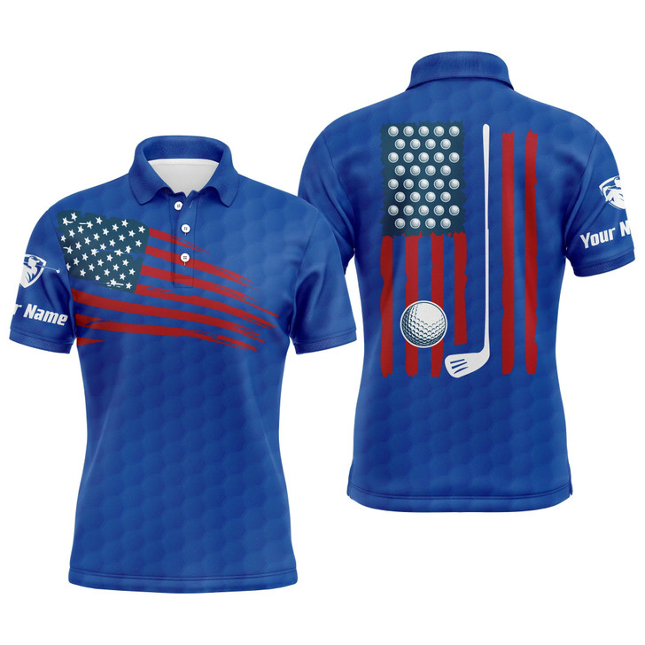 Custom Golf Men Polo Shirt - Custom Name American Flag Multicolor Apparel - Personalized Gift For Golf Lover, Team, Husband, Boyfriend, 4th July, Patriotic