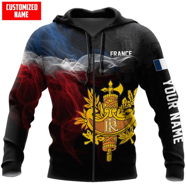 FUNSTUFFPRINT Personalized France Smoke Line  3D Baseball Jacket Hoodie and Zip Hoodie