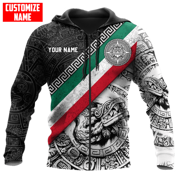 FUNSTUFFPRINT  Personalized Mexico Aztec Line Quetzalcoatl Pattern Unisex  3D Baseball Jacket Hoodie and Zip Hoodie