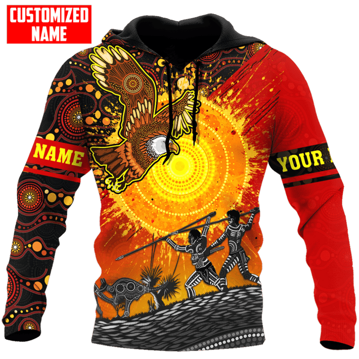 FUNSTUFFPRINT  Personalized Aboriginal Sun Eagle Hunting Indigenous Unisex 3D Baseball Jacket Hoodie and Zip Hoodie