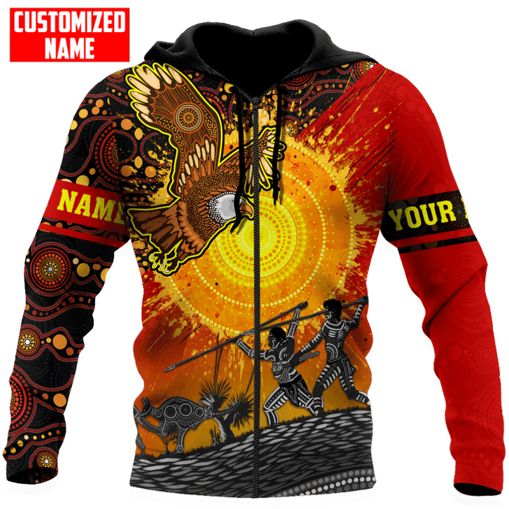 FUNSTUFFPRINT  Personalized Aboriginal Sun Eagle Hunting Indigenous Unisex 3D Baseball Jacket Hoodie and Zip Hoodie