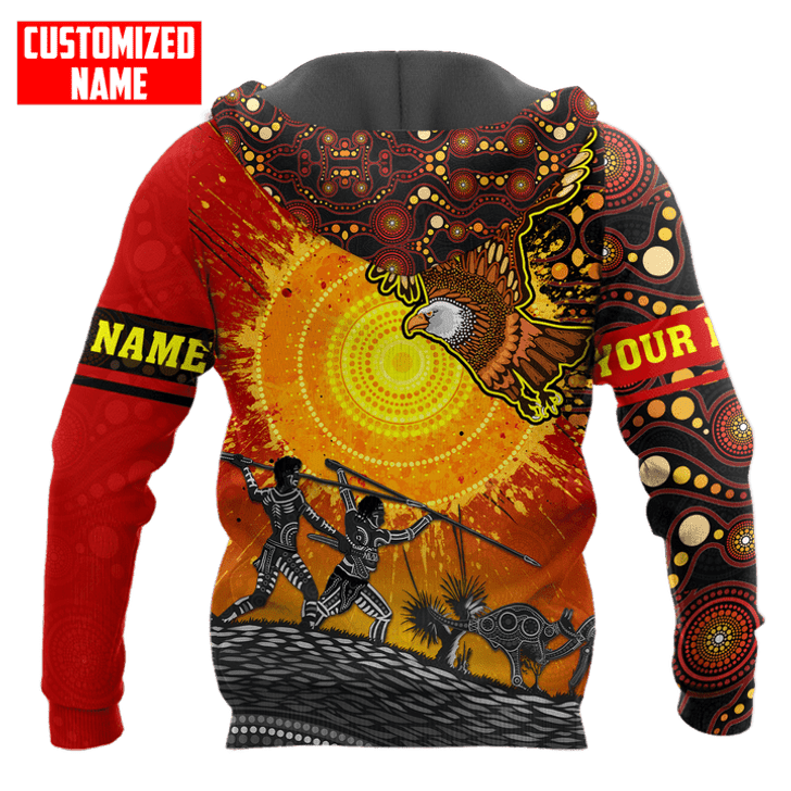 FUNSTUFFPRINT  Personalized Aboriginal Sun Eagle Hunting Indigenous Unisex 3D Baseball Jacket Hoodie and Zip Hoodie