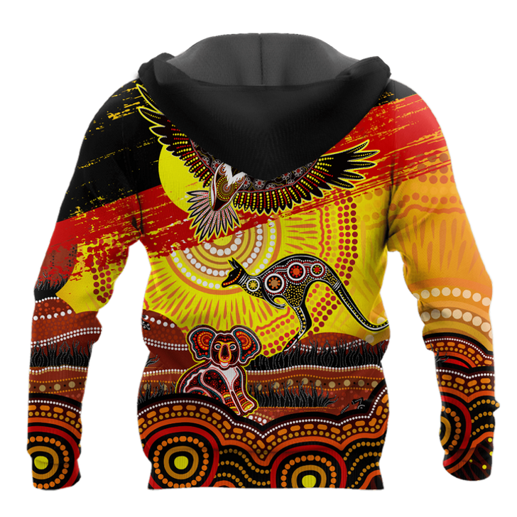 FUNSTUFFPRINT Aboriginal Naidoc Week Indigenous Flag Distressed Sun Eagle Kangaroo Koala Unisex  3D Baseball Jacket Hoodie and Zip Hoodie