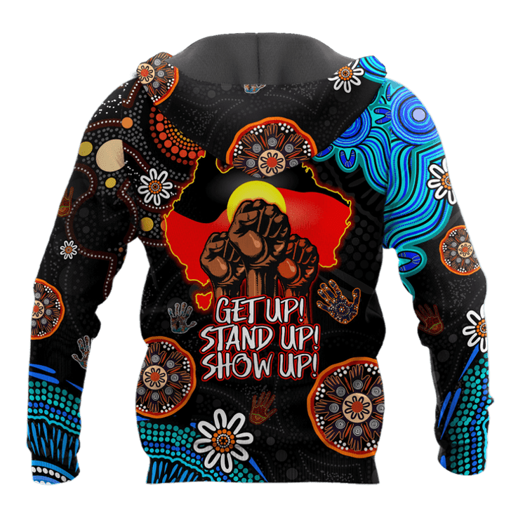 FUNSTUFFPRINT Aboriginal Indigenous Naidoc Week Get Up Stand Up Show Up Blue Sun Map  3D Baseball Jacket Hoodie and Zip Hoodie