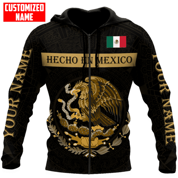FUNSTUFFPRINT Personalized Mexico Hecho En Mexico Gold  3D Baseball Jacket Hoodie and Zip Hoodie