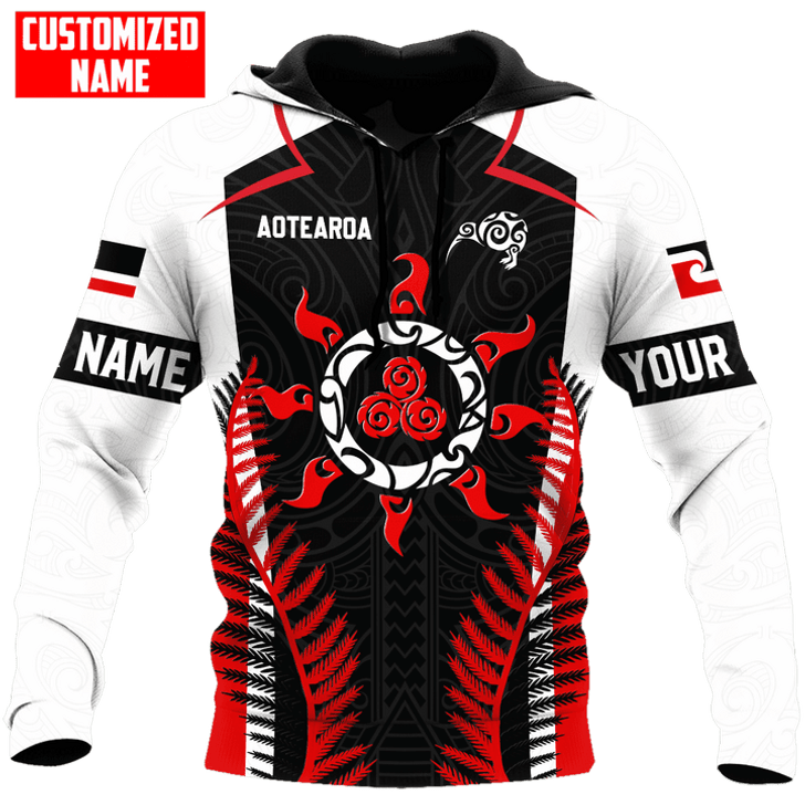 FUNSTUFFPRINT Personalized New Zealand Aotearoa Maori Sun Tattoo Fern Unisex  3D Baseball Jacket Hoodie and Zip Hoodie