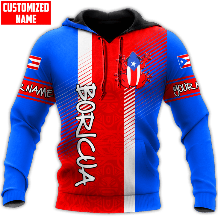 FUNSTUFFPRINT Personalized Puerto Rico Boricua Coat Of Arms Unisex  3D Baseball Jacket Hoodie and Zip Hoodie