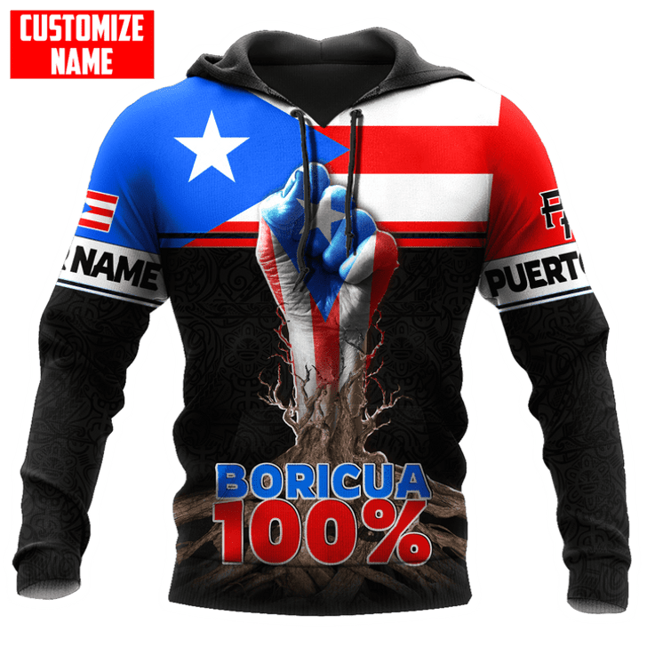 FUNSTUFFPRINT Personalized Puerto Rico Boricua  3D Baseball Jacket Hoodie and Zip Hoodie