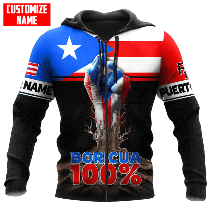 FUNSTUFFPRINT Personalized Puerto Rico Boricua  3D Baseball Jacket Hoodie and Zip Hoodie
