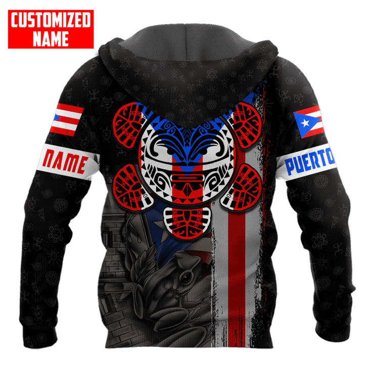 FUNSTUFFPRINT Personalized Puerto Rico Sun Taino Tattoo Flag Unisex  3D Baseball Jacket Hoodie and Zip Hoodie