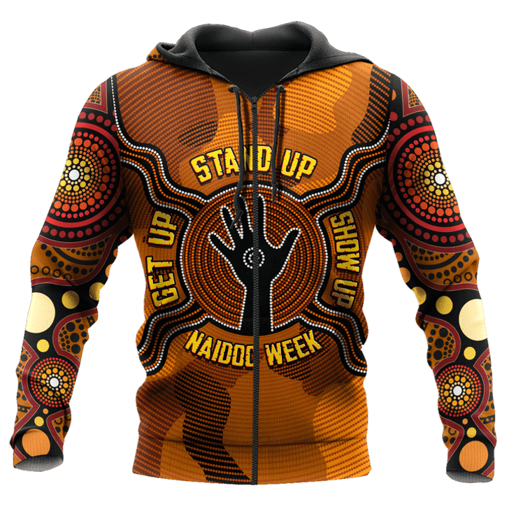 FUNSTUFFPRINT Aboriginal Naidoc Week Hand Land Get Up Stand Up Show Up  3D Baseball Jacket Hoodie and Zip Hoodie