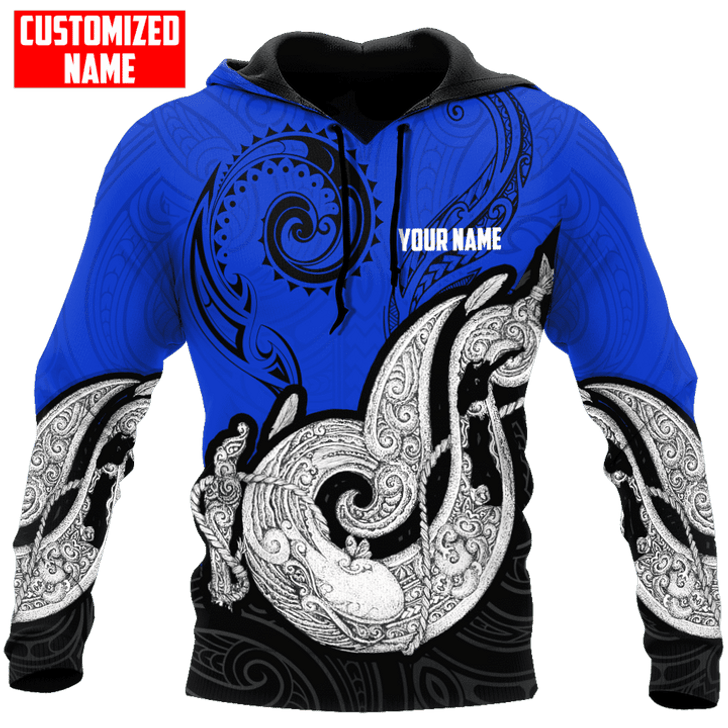 FUNSTUFFPRINT Personalized New Zealand Aotearoa Fish Hook Blue 3D Baseball Jacket Hoodie and Zip Hoodie