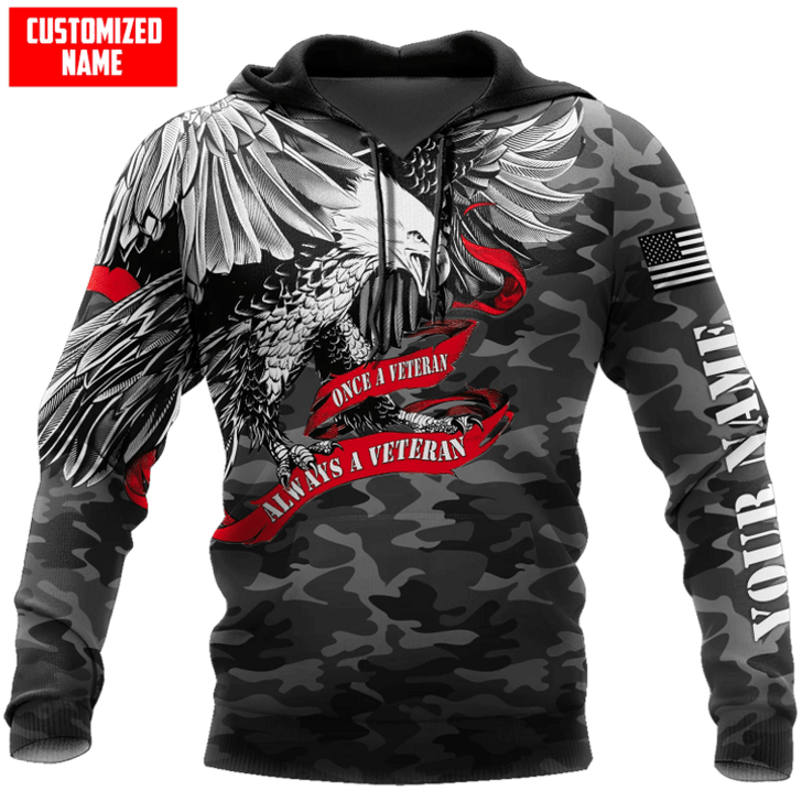 FUNSTUFFPRINT  - Veteran Once A Veteran Always A Veteran Printed  3D Hoodie and Zip Hoodie