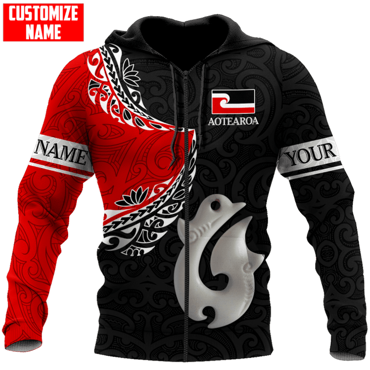 FUNSTUFFPRINT Personalized New Zealand Aotearoa Fishing Hook Manaia   3D Hoodie and Zip Hoodie