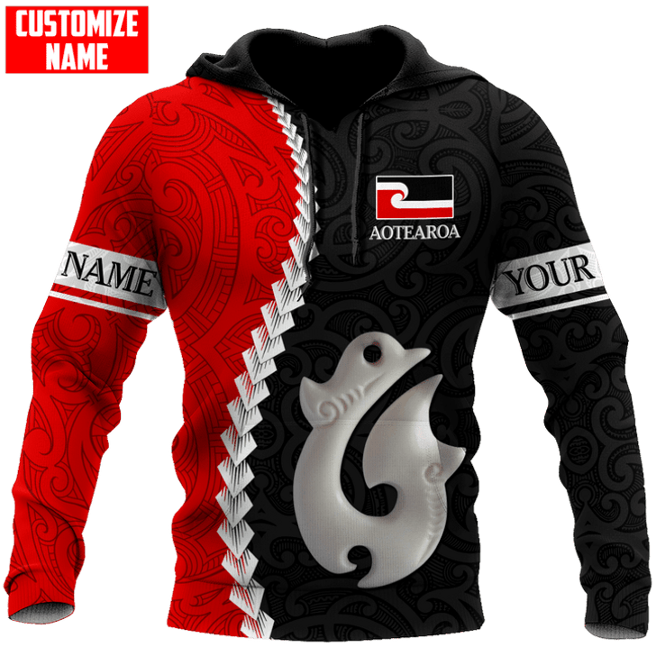 FUNSTUFFPRINT- Personalized New Zealand Aotearoa Fishing Hook Manaia   3D Hoodie and Zip Hoodie