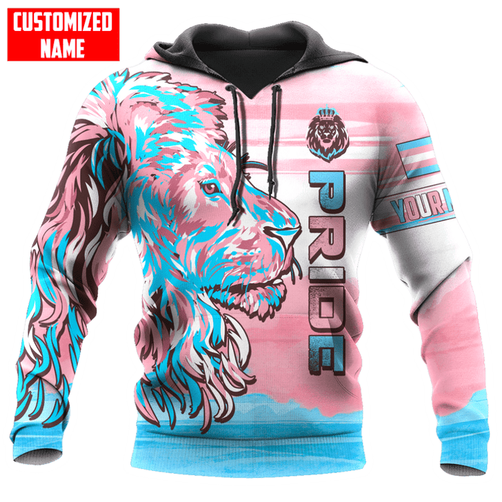 FUNSTUFFPRINT  Personalized LGBT Lion PRIDE Transgender Color 3D Unisex  3D Hoodie and Zip Hoodie
