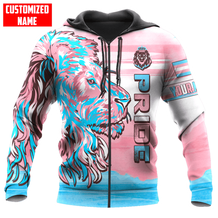 FUNSTUFFPRINT  Personalized LGBT Lion PRIDE Transgender Color 3D Unisex  3D Hoodie and Zip Hoodie
