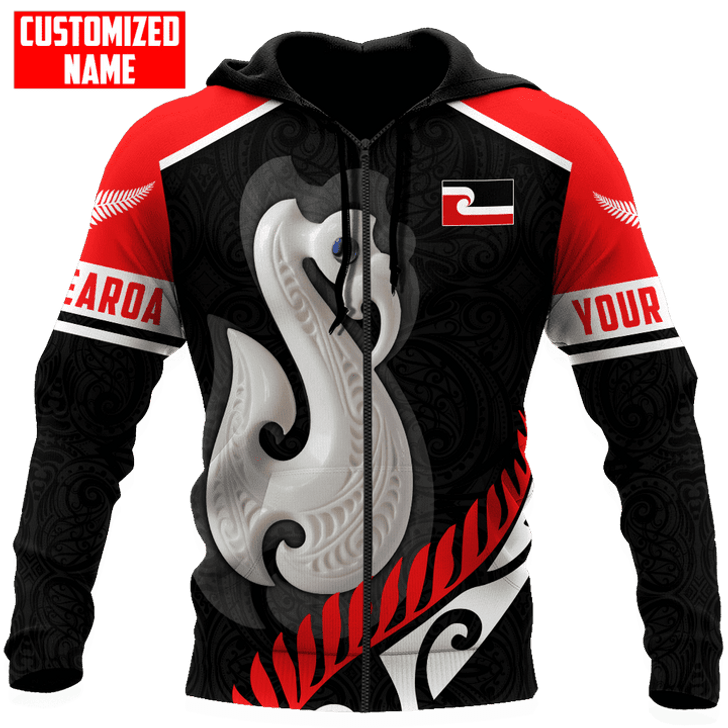 FUNSTUFFPRINT Personalized New Zealand Maori Aotearoa Fish Hook Manaia D Unisex  3D Hoodie and Zip Hoodie